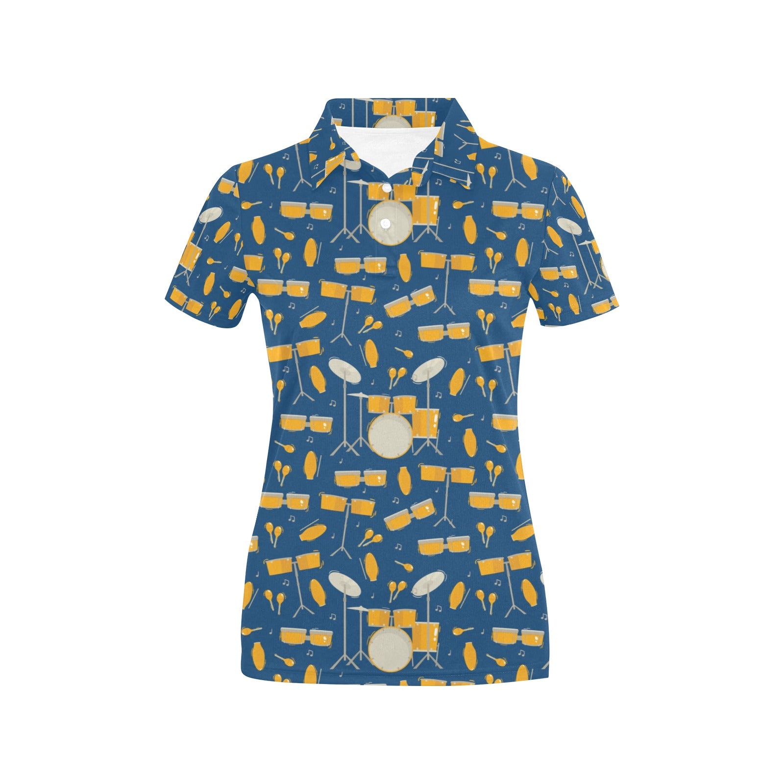 Drum Set Pattern Print Design 03 Women's Polo Shirt