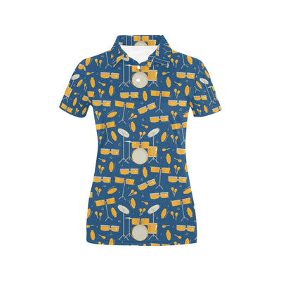 Drum Set Pattern Print Design 03 Women's Polo Shirt