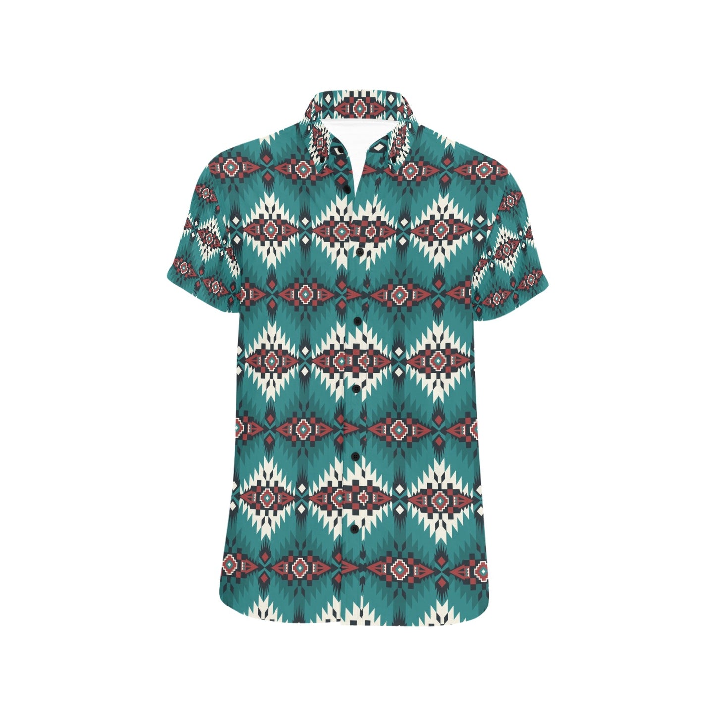 Southwest Pattern Print Design LKS308 Men Short Sleeve Button Up Shirt
