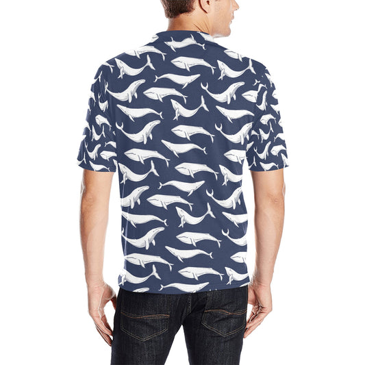 Whale Print Design LKS308 Men Polo Shirt