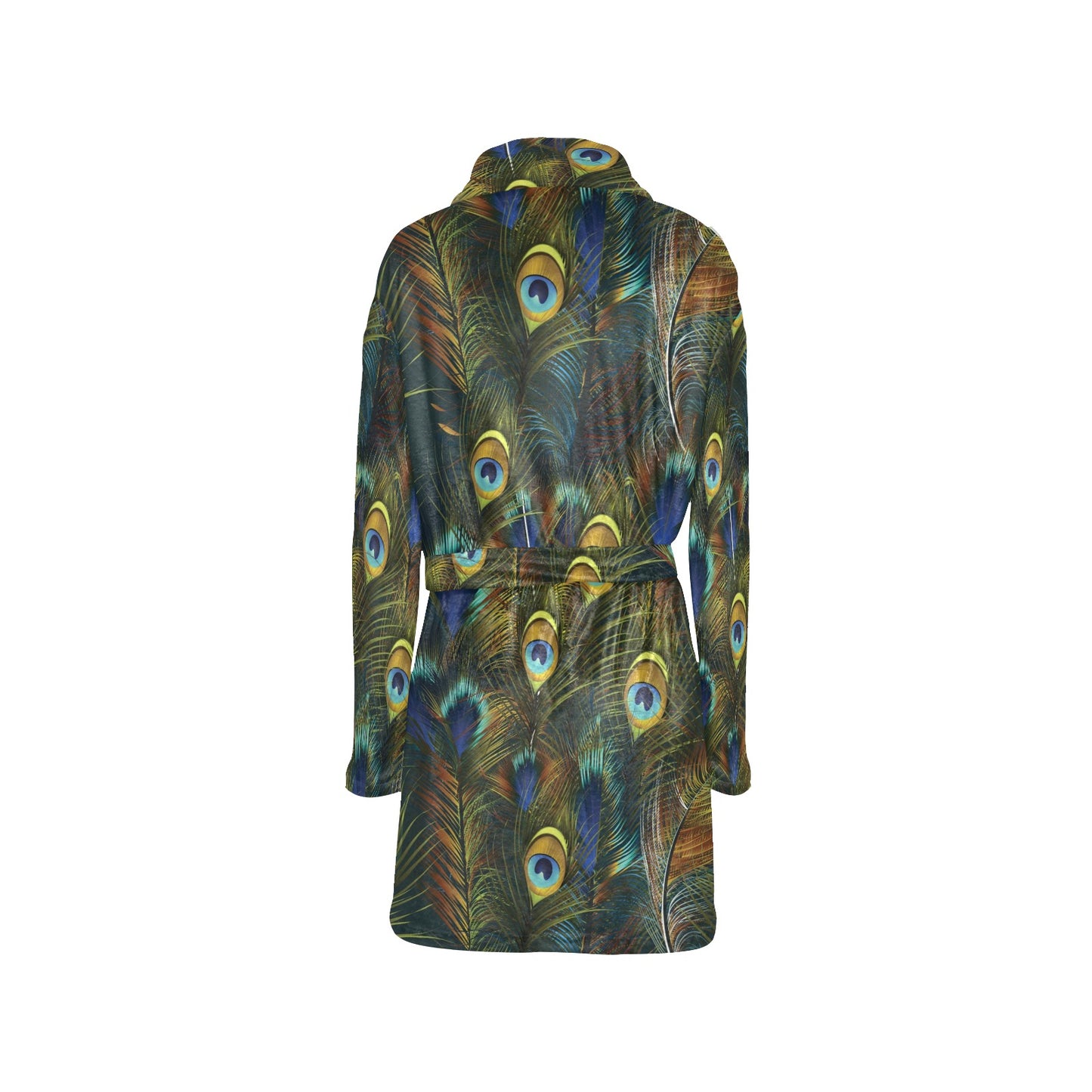 Peacock Feather Pattern Print Design A03 Women's Fleece Robe