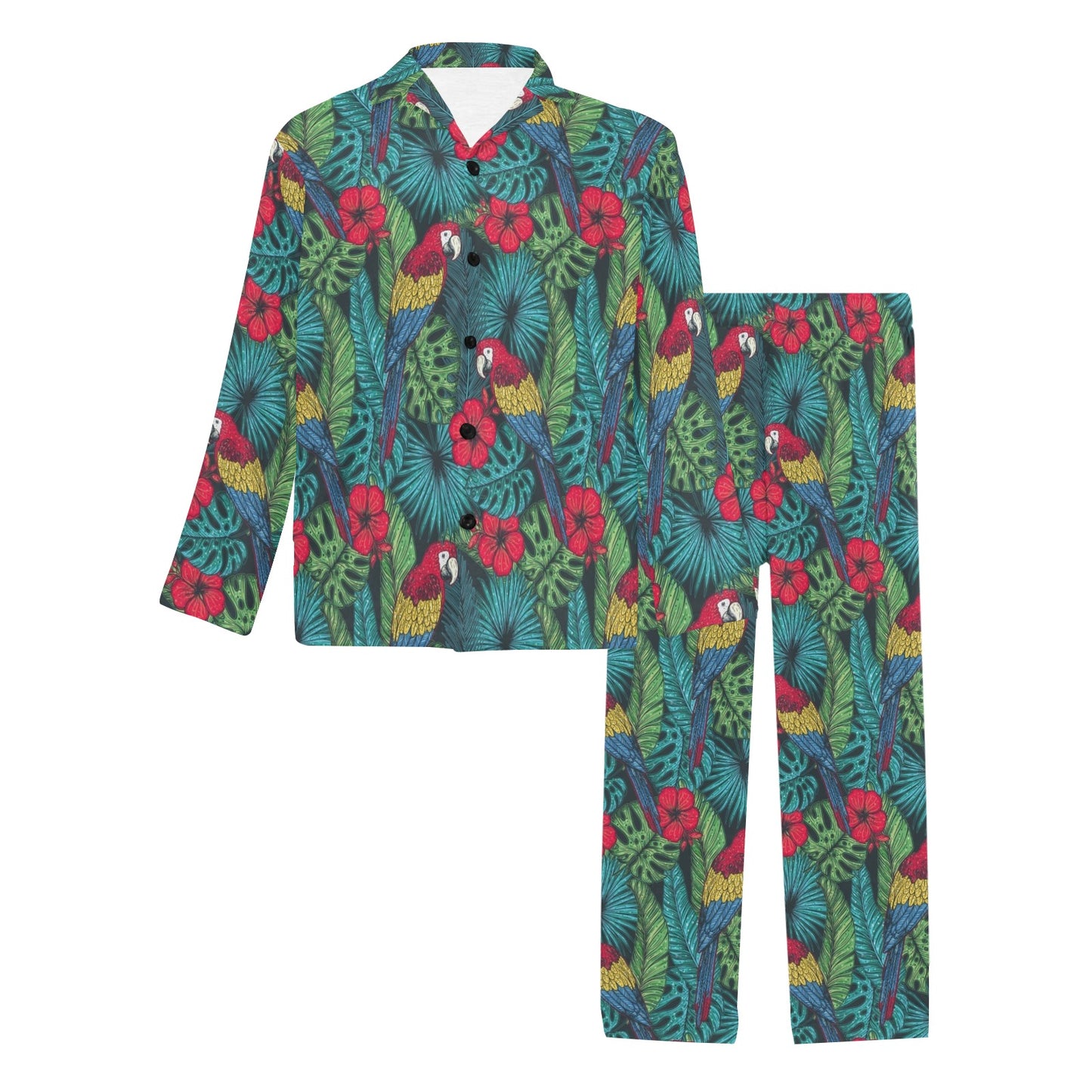 Parrot Pattern Print Design A05 Men's Long Pajama Set