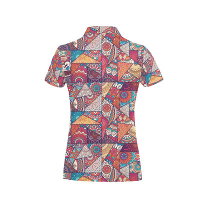 Patchwork Print Design LKS401 Women's Polo Shirt