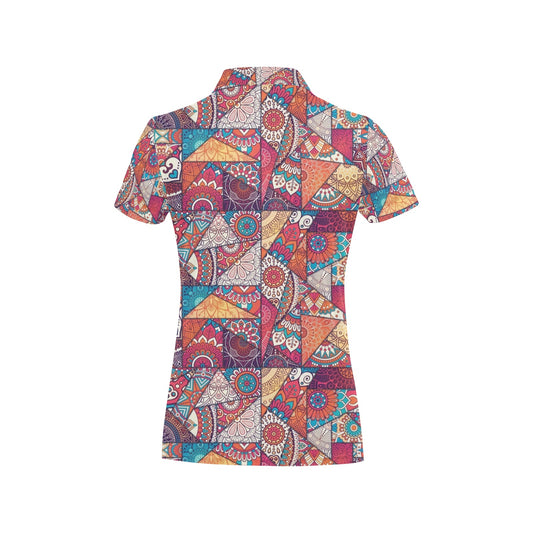 Patchwork Print Design LKS401 Women's Polo Shirt