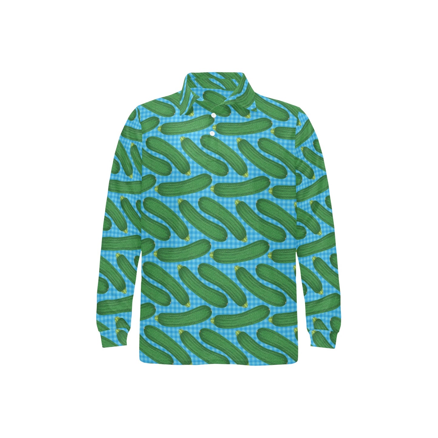 Zucchini Print Design LKS301 Long Sleeve Polo Shirt For Men's