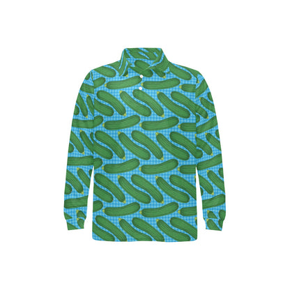 Zucchini Print Design LKS301 Long Sleeve Polo Shirt For Men's
