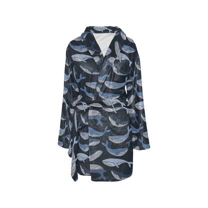Whale Print Design LKS301 Women's Fleece Robe