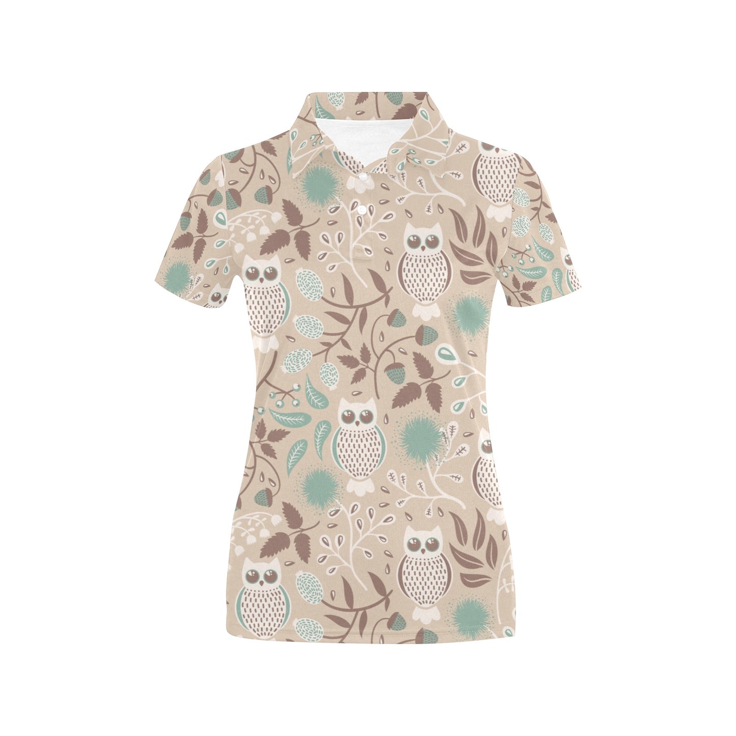 Owl Pattern Print Design A02 Women's Polo Shirt