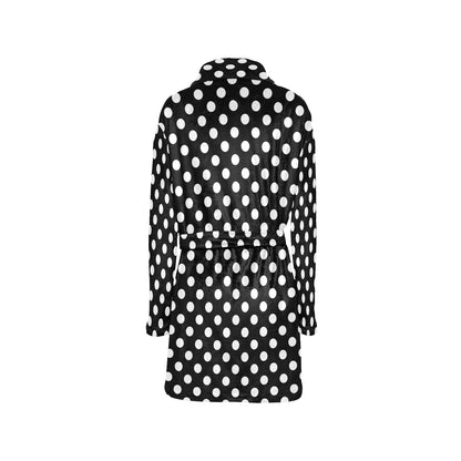 Polka Dot Black White Pattern Print Design 03 Women's Fleece Robe
