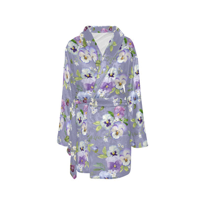 Pansy Pattern Print Design PS05 Women's Fleece Robe