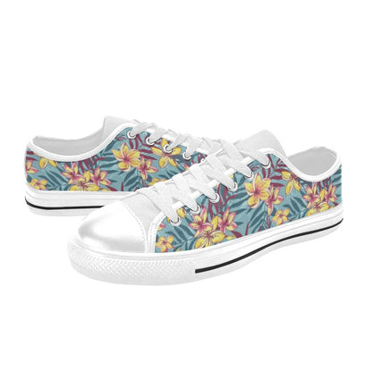 Summer Floral Print Design LKS304 Women's White Low Top Shoes