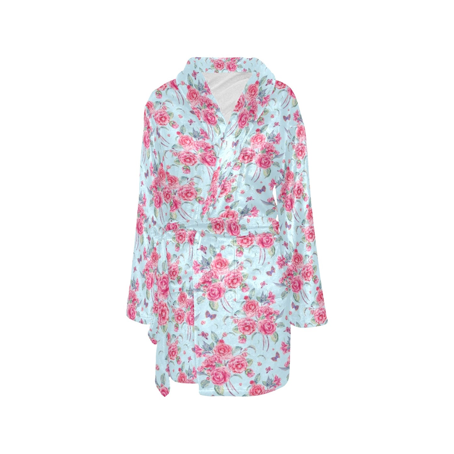 Camellia Pattern Print Design 01 Women's Fleece Robe