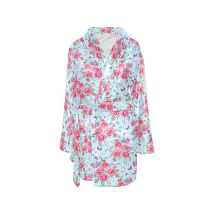 Camellia Pattern Print Design 01 Women's Fleece Robe