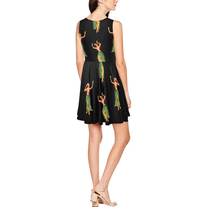 Hula Dancers Girl Pattern Print Design 01 Sleeveless Dress