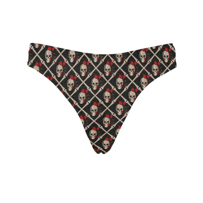 Skull Roses Bone Design Themed Print Women's Thongs