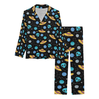 UFO Alien Print Design LKS306 Women's Long Pajama Set