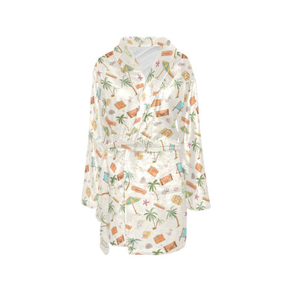Beach Themed Pattern Print Design 05 Women's Fleece Robe
