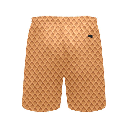 Waffle Texture Print Design LKS301 Men's Swim Trunks Beach Shorts