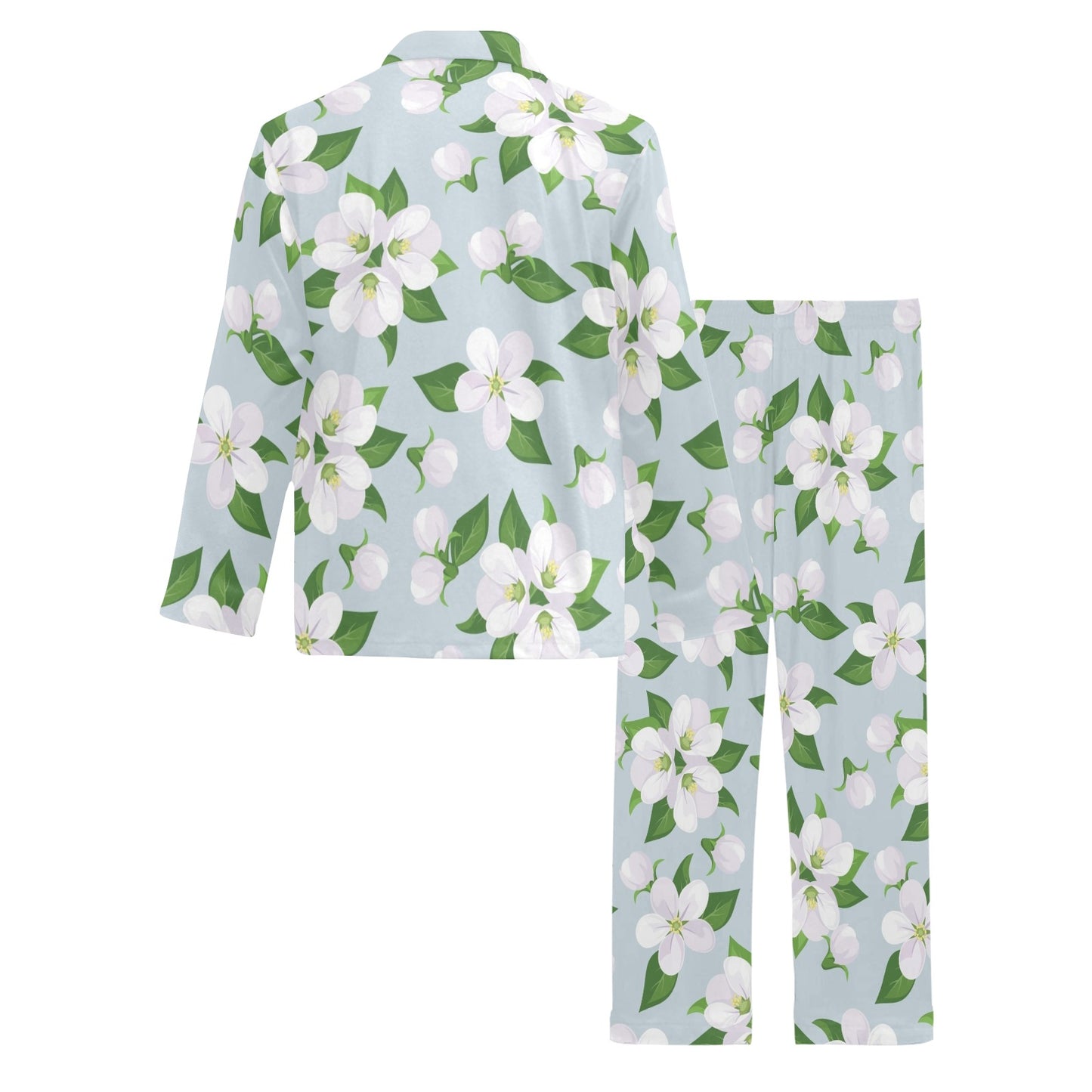 Apple blossom Pattern Print Design AB04 Men's Long Pajama Set