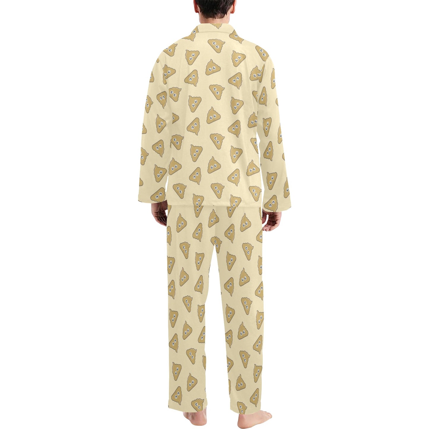 Poop Emoji Pattern Print Design A02 Men's Long Pajama Set