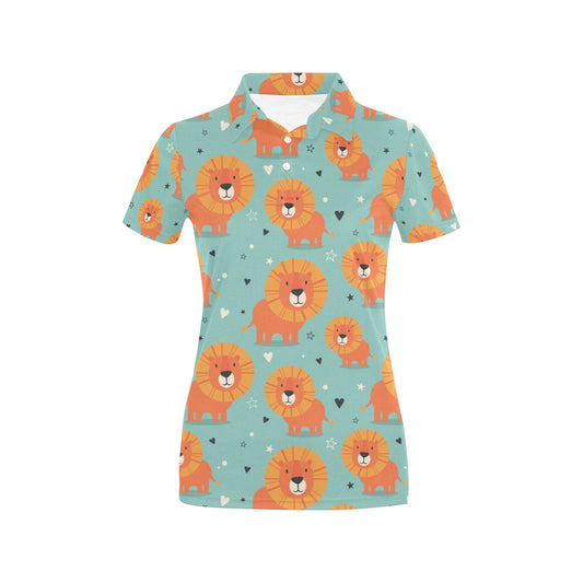 Lion Baby Pattern Print Design 03 Women's Polo Shirt