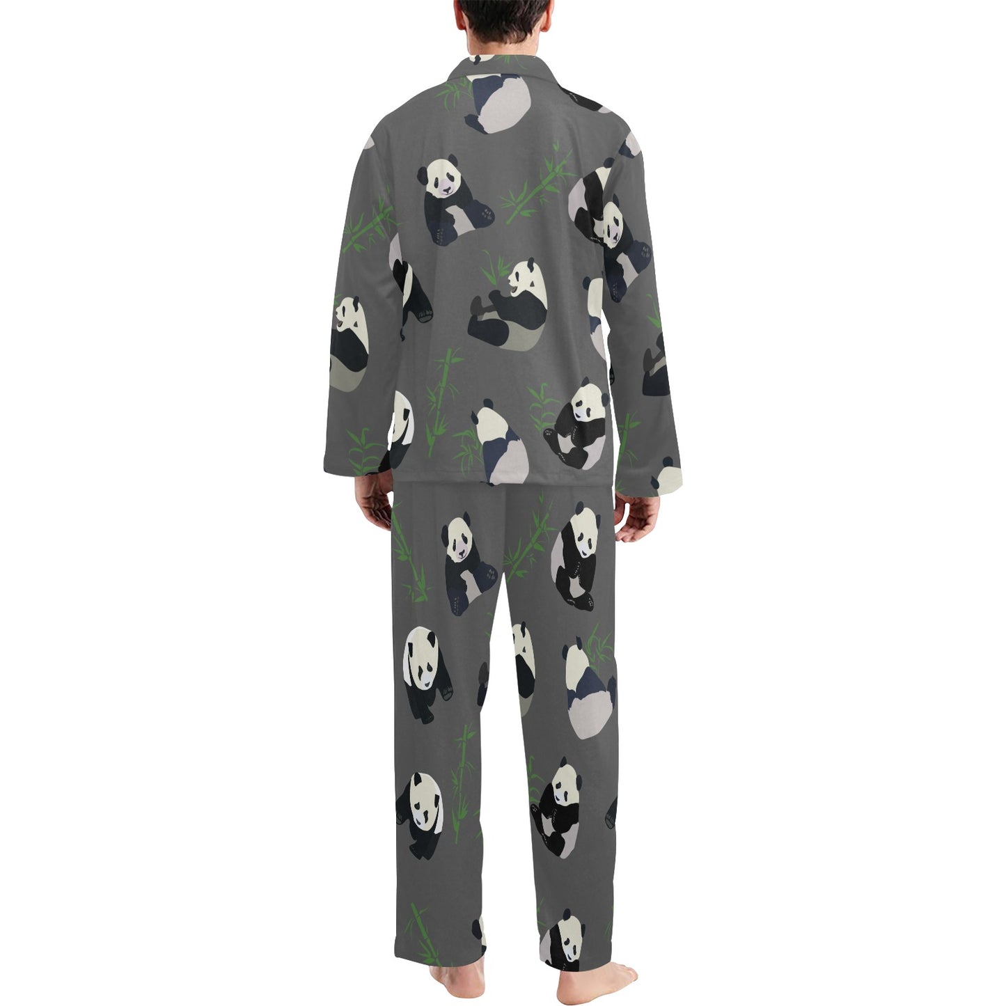 Panda Pattern Print Design A06 Men's Long Pajama Set