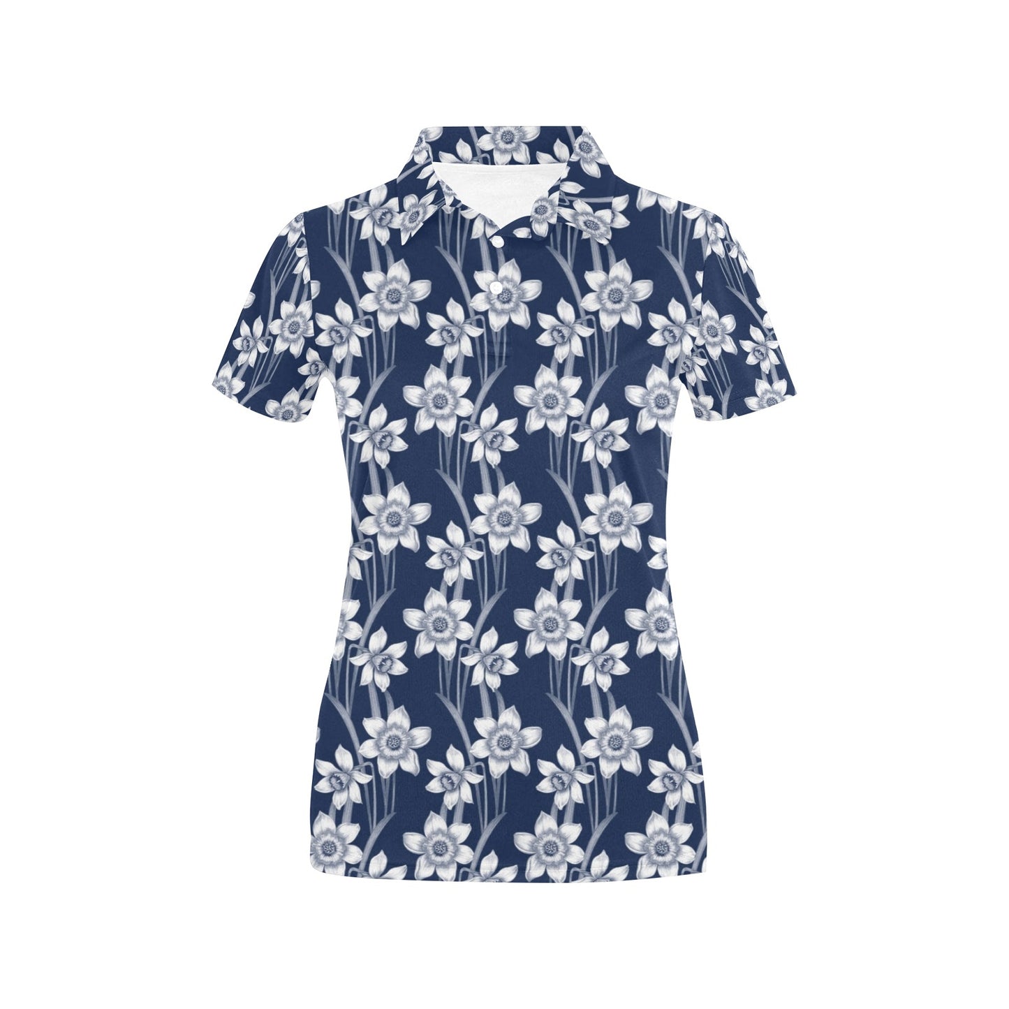 Daffodils Pattern Print Design DF09 Women's Polo Shirt