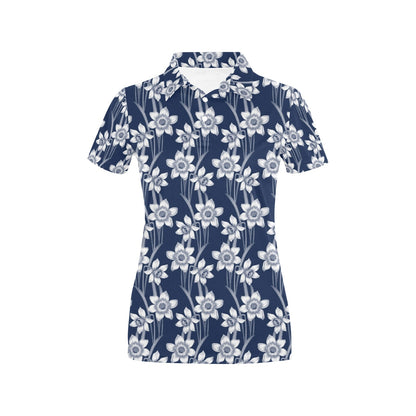 Daffodils Pattern Print Design DF09 Women's Polo Shirt