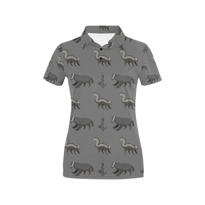 Skunk Print Design LKS301 Women's Polo Shirt