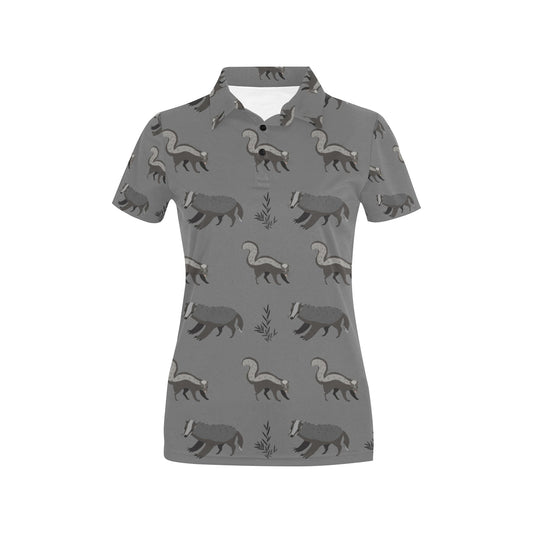 Skunk Print Design LKS301 Women's Polo Shirt