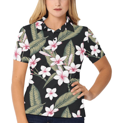 Plumeria Pattern Print Design PM021 Women's Polo Shirt
