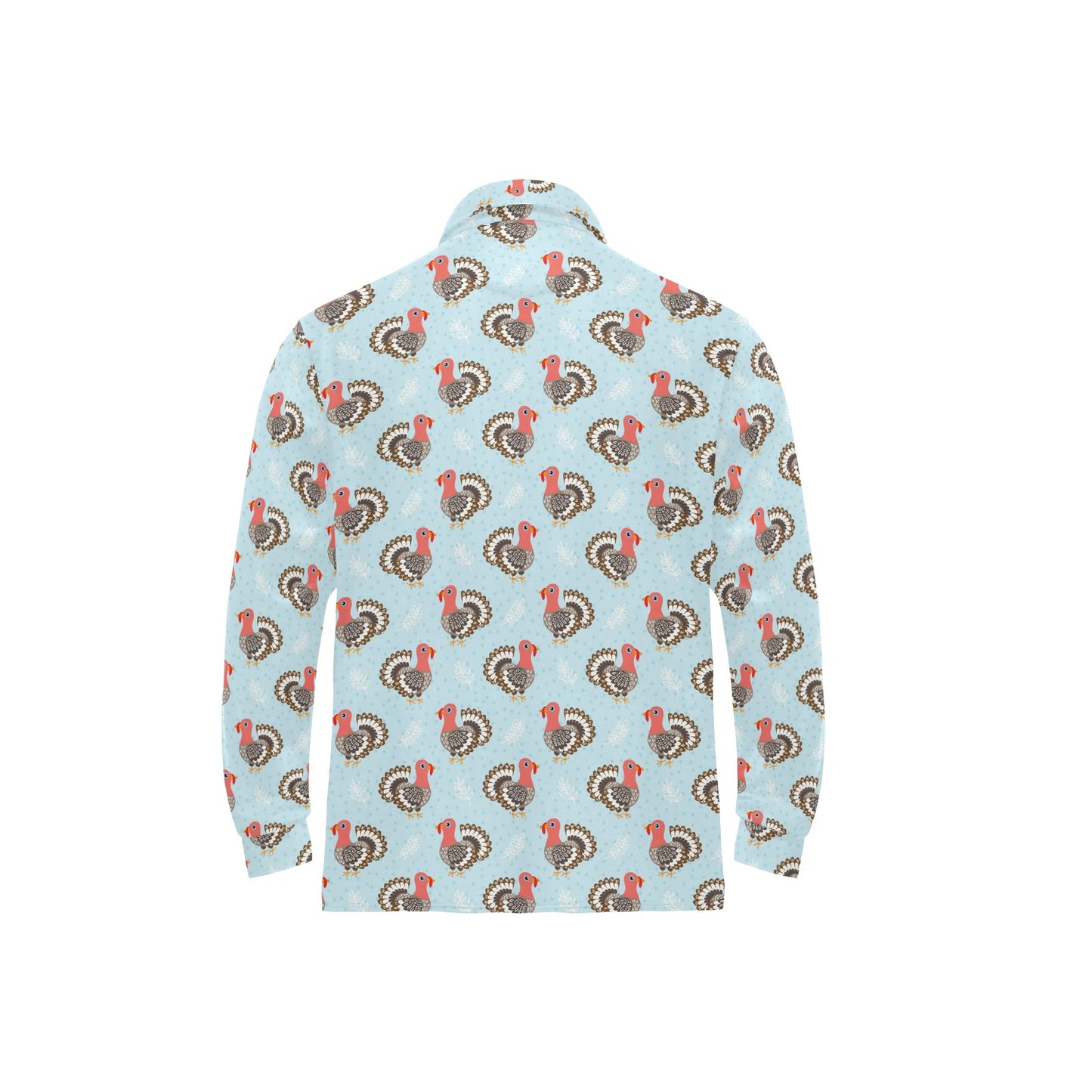 Turkey Print Design LKS403 Long Sleeve Polo Shirt For Men's