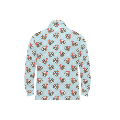 Turkey Print Design LKS403 Long Sleeve Polo Shirt For Men's