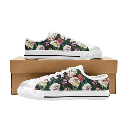 Summer Floral Print Design LKS303 Women's White Low Top Shoes