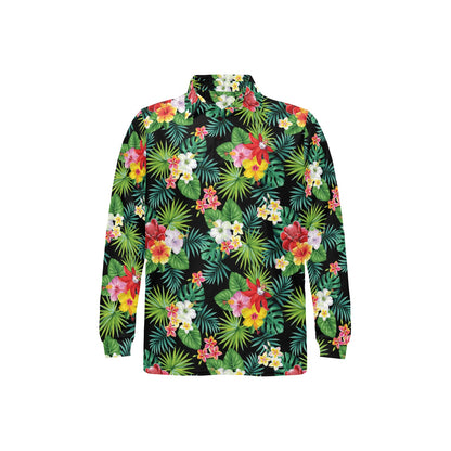 Hibiscus Hawaiian flower tropical Long Sleeve Polo Shirt For Men's
