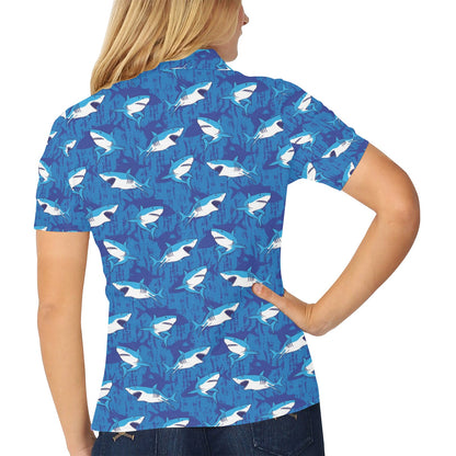 Shark Print Design LKS308 Women's Polo Shirt