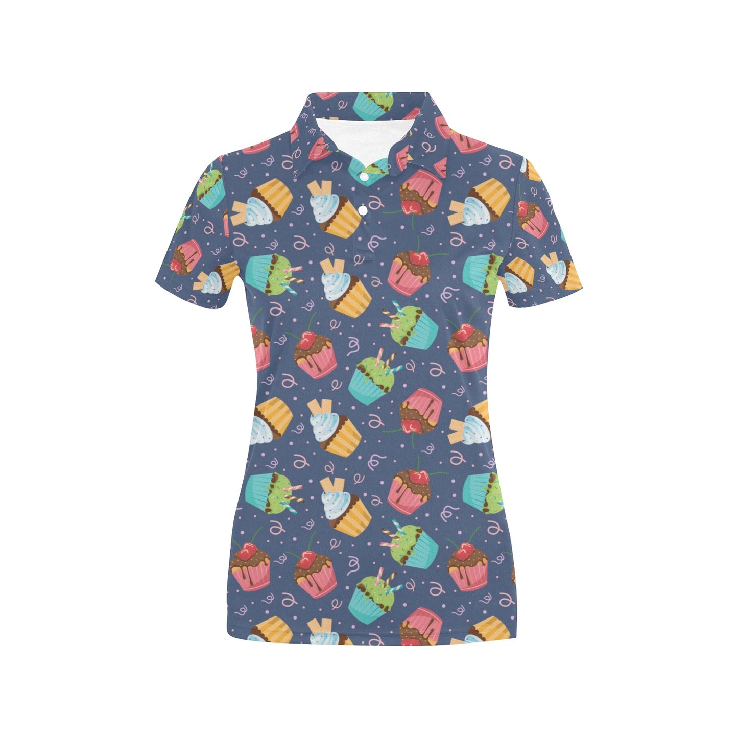Cupcake Pattern Print Design 02 Women's Polo Shirt