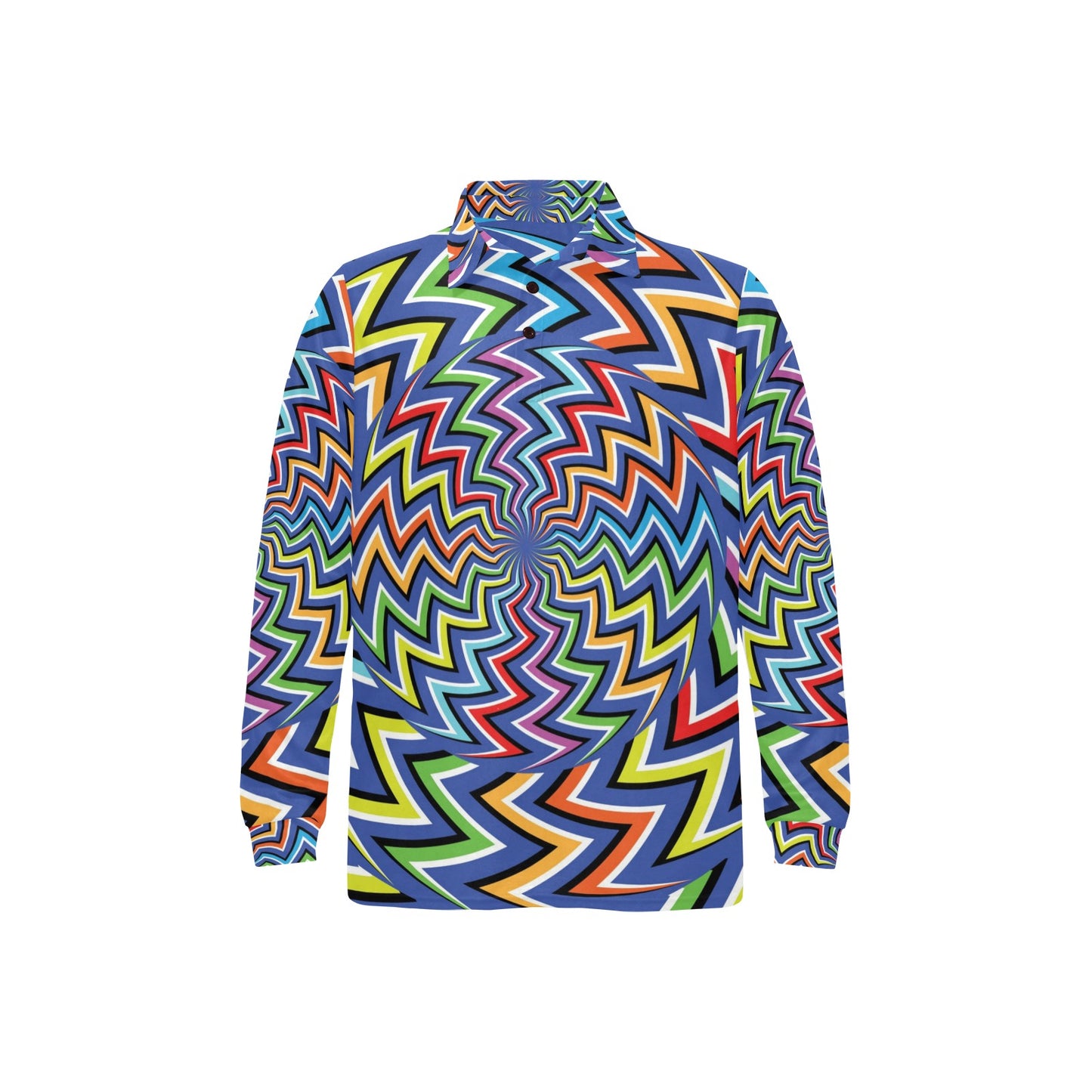 Optical illusion Pattern Print Design A02 Long Sleeve Polo Shirt For Men's