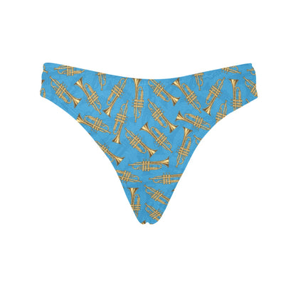 Trumpet Golden Pattern Themed Print Women's Thongs