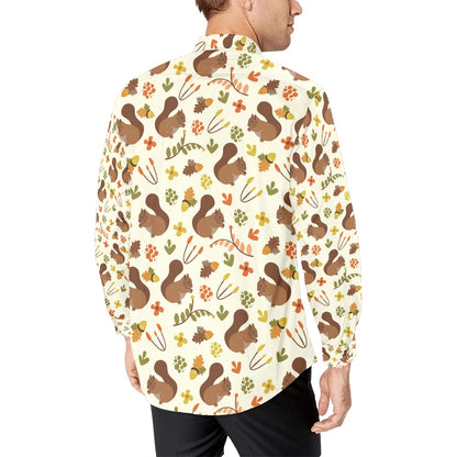 Squirrel Print Design LKS3010 Men's Long Sleeve Dress Shirt