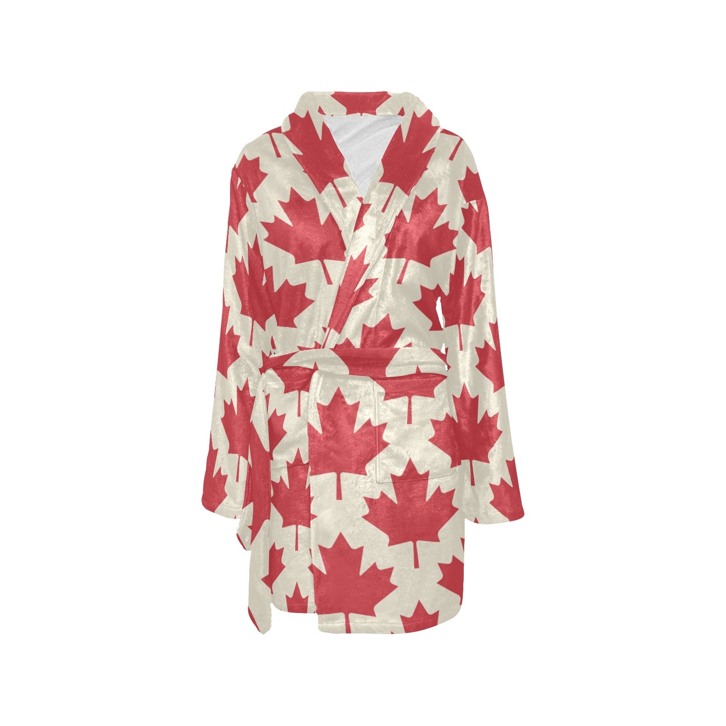 Maple Leaf Pattern Print Design 03 Women's Fleece Robe