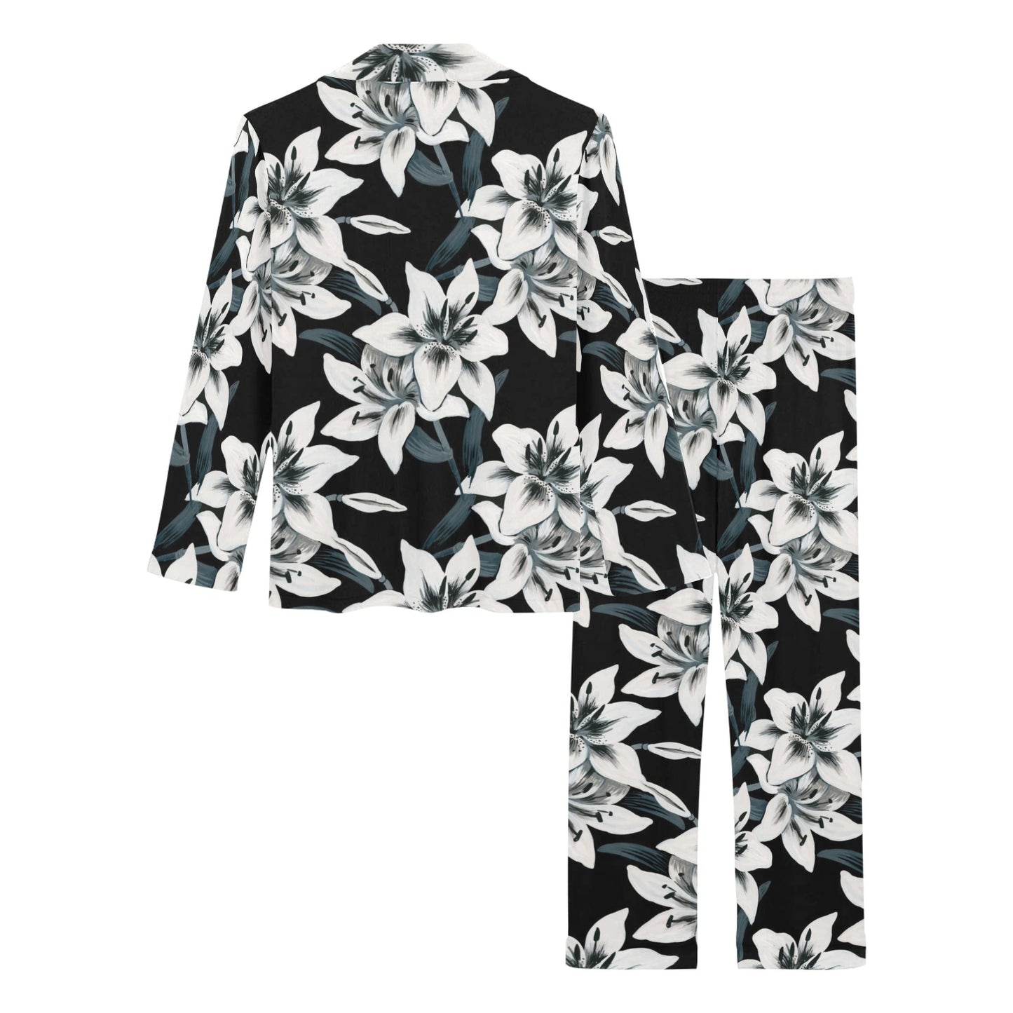 Lily Pattern Print Design 03 Women's Long Pajama Set