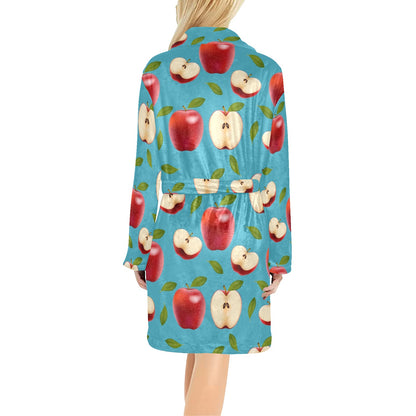Apple Pattern Print Design AP012 Women's Fleece Robe