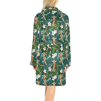 Giraffe Jungle Design Print Women's Fleece Robe