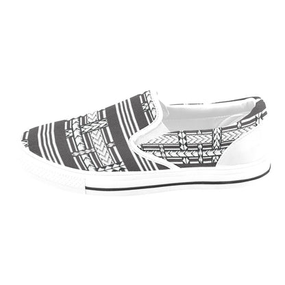 Samoan Tattoo Print Design LKS304 White Slip Ons Canvas Women's Shoes