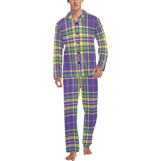 Mardi Gras Pattern Print Design 010 Men's Long Pajama Set