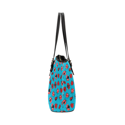 Ladybug Action Print Pattern Leather Tote Bag