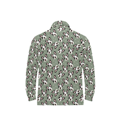 Boston Terrier Pattern Print Design 05 Long Sleeve Polo Shirt For Men's