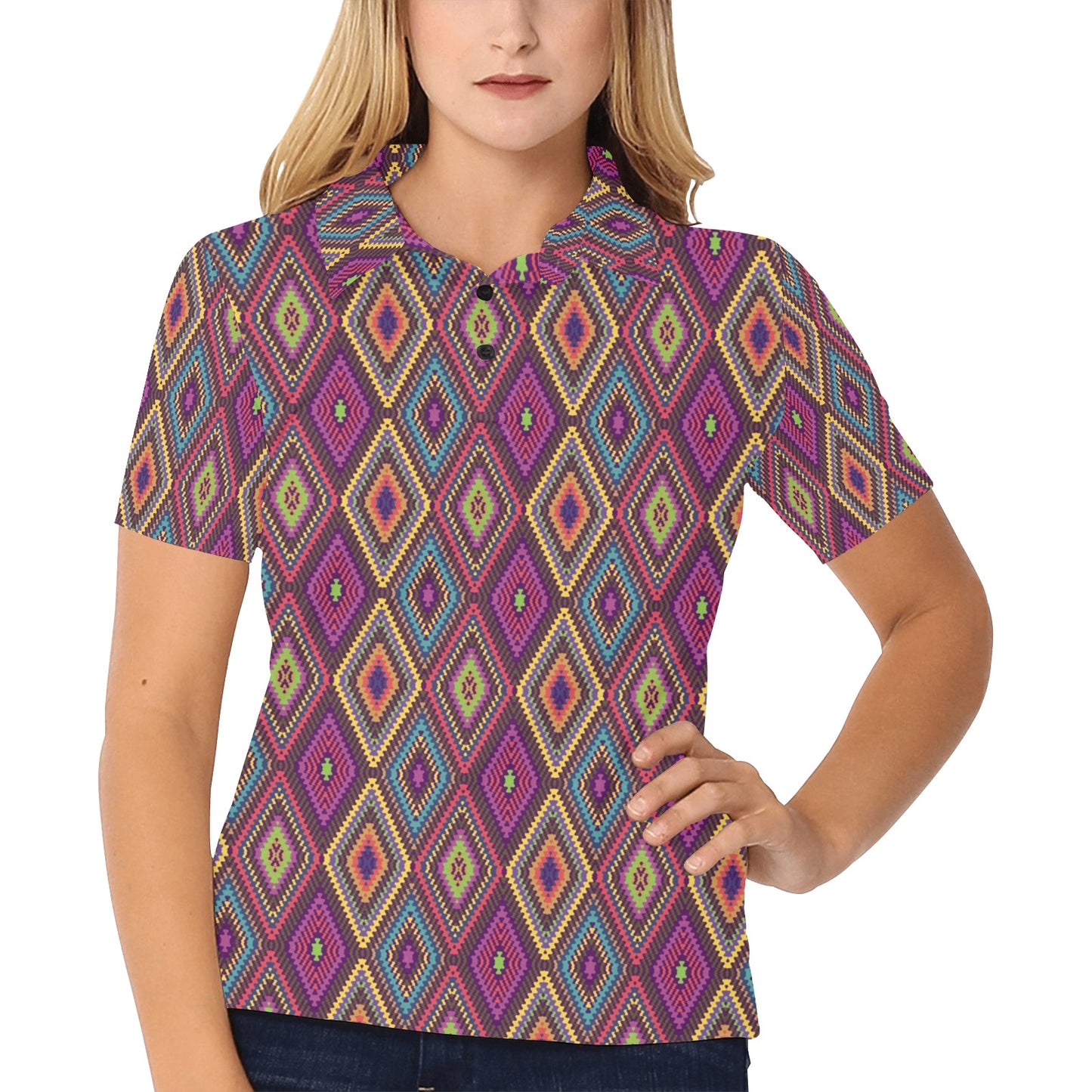 Southwestern Print Women's Polo Shirt
