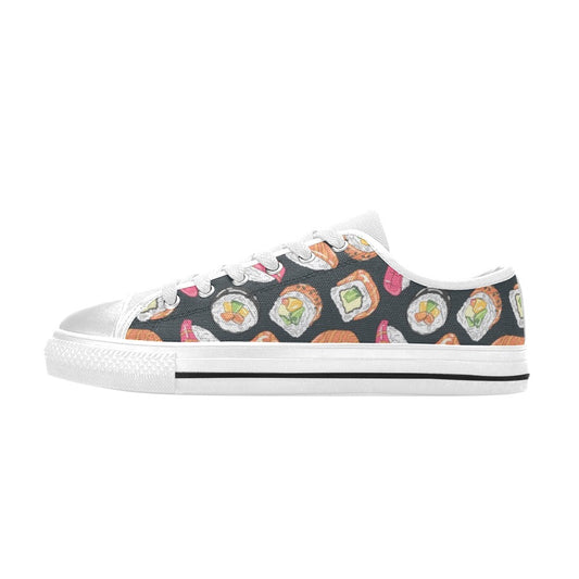 Sushi Print Design LKS306 Women's White Low Top Shoes